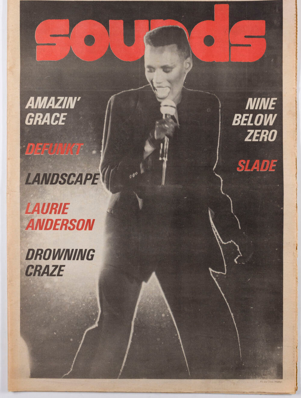 GRACE JONES Laurie Anderson DONOVAN Slade U2 Bauhaus OMD The Jam SOUNDS magazine