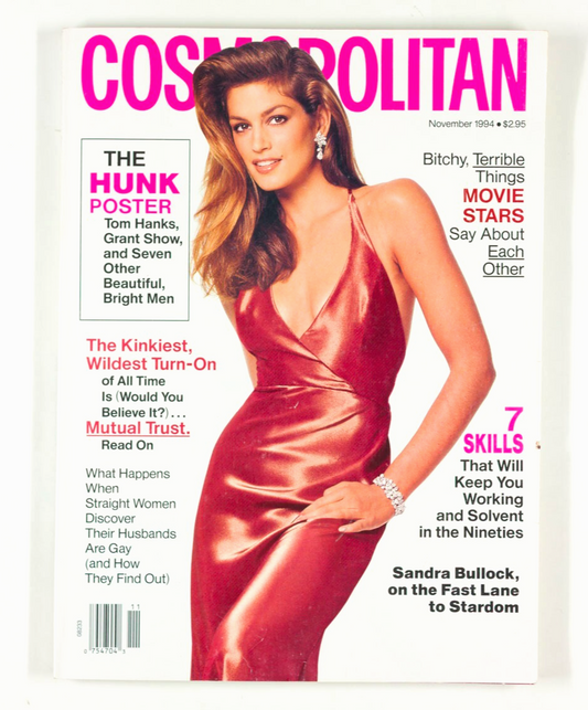 Cindy Crawford BULLOCK Pierce Brosnan JCVD Tom Hanks COSMOPOLITAN November 1994