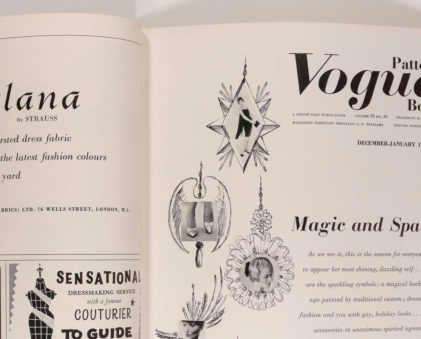 Vogue Magazine Pattern book 1958 XMAS Jean Patou KAZAN Jacqmar NINA RICCI vtg UK