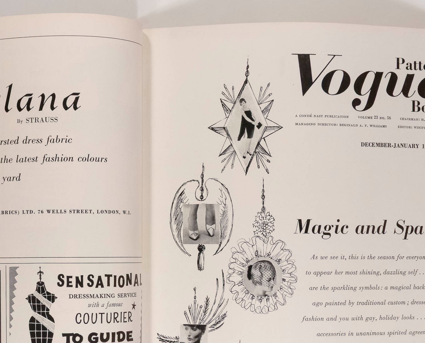 Vogue Magazine Pattern book 1958 XMAS Jean Patou KAZAN Jacqmar NINA RICCI vtg UK