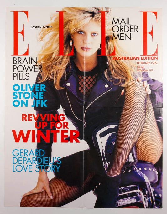 RACHEL HUNTER foldout original poster ELLE MAGAZINE Australia February 1992 Huge