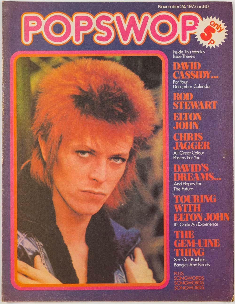 David Bowie CASSIDY Elton John POPSWOP 24 November 1973 UK 60 Brian Connolly MUD