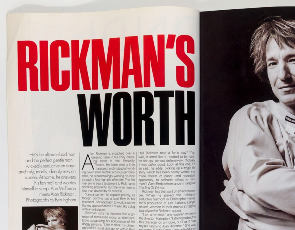 Stephanie Roberts ALAN RICKMAN Nadja Auermann ELLE MAGAZINE February 1992 Matesi