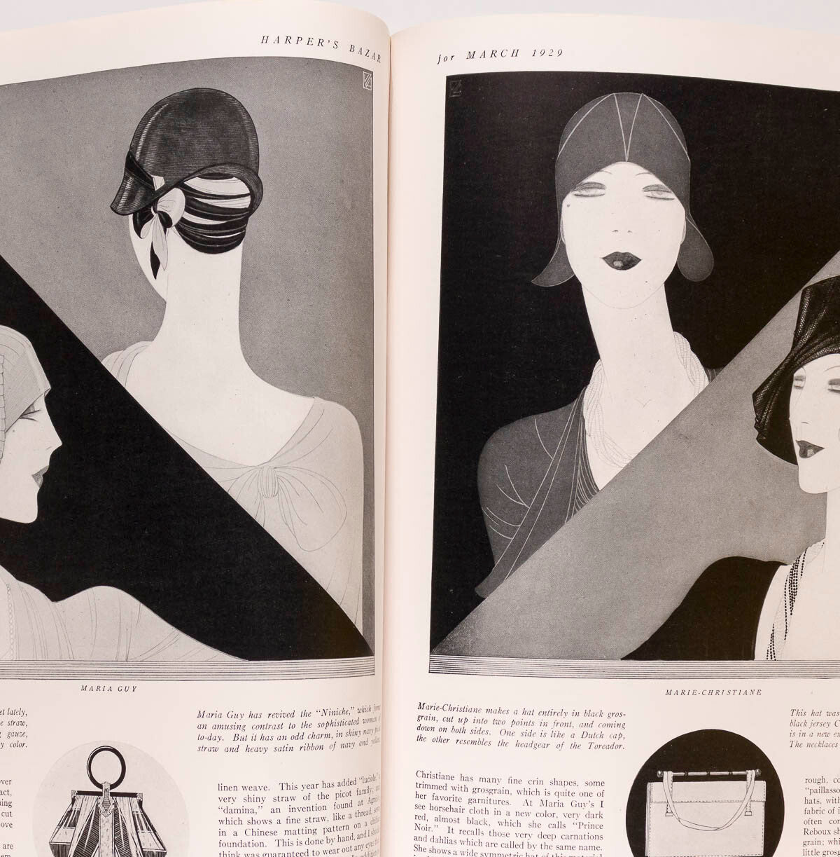 Reynaldo Luza ART DECO Spring Millinery HARPERS BAZAAR March 1929 Baron de Meyer