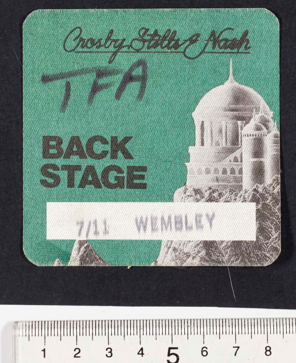 CROSBY STILLS & NASH Back Stage Pass WEMBLEY orig. ticket stub DAVID GRAHAM vtg