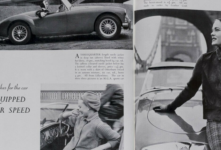 Tage Werner MOTOR SHOW Jaguar car JOHN FRENCH Tatler October 1956 Girls CLOTHES