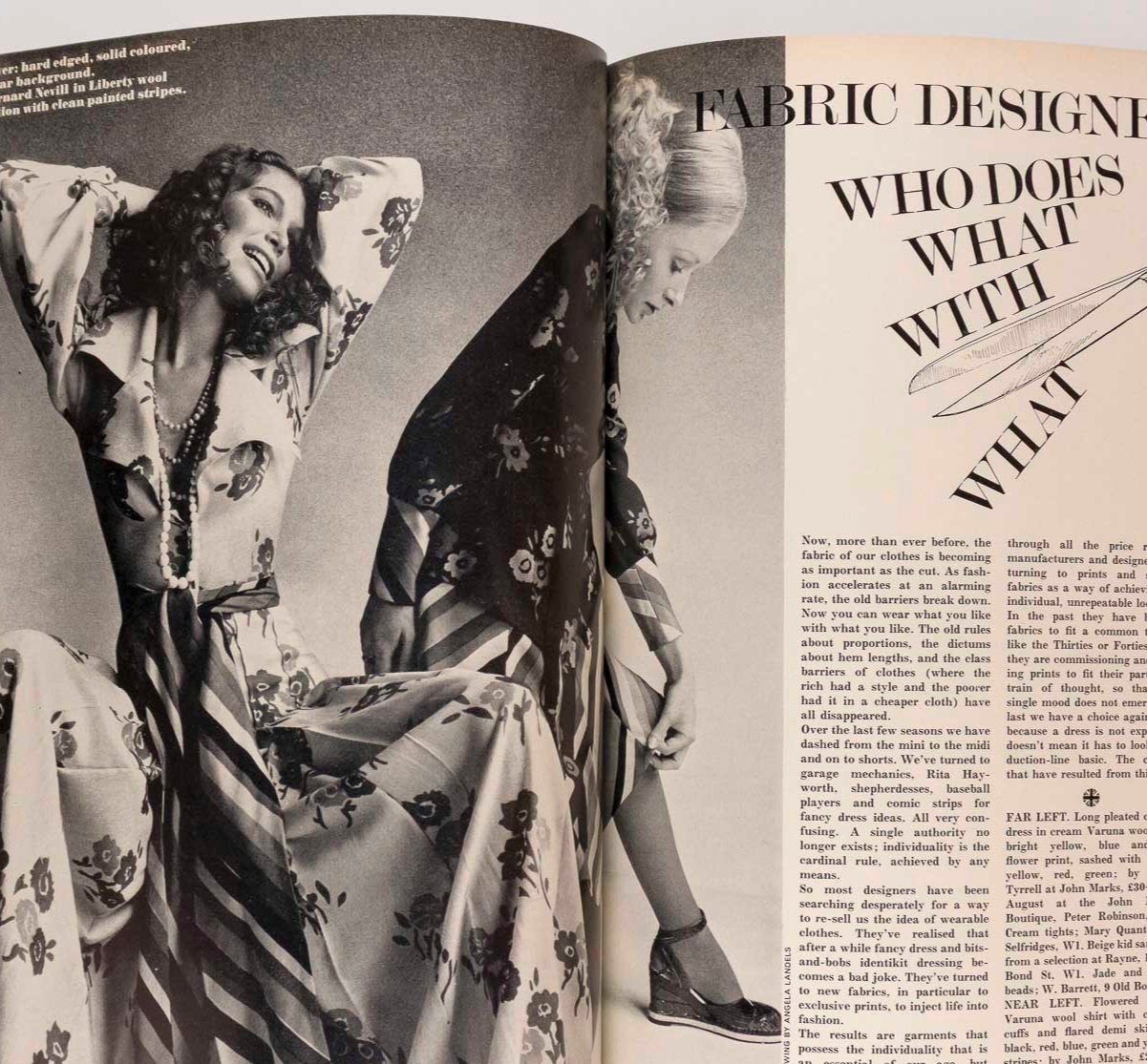 KANSAI YAMAMOTO Marie Helvin BRIDGET RILEY Anna Wintour HARPERS QUEEN July 1971