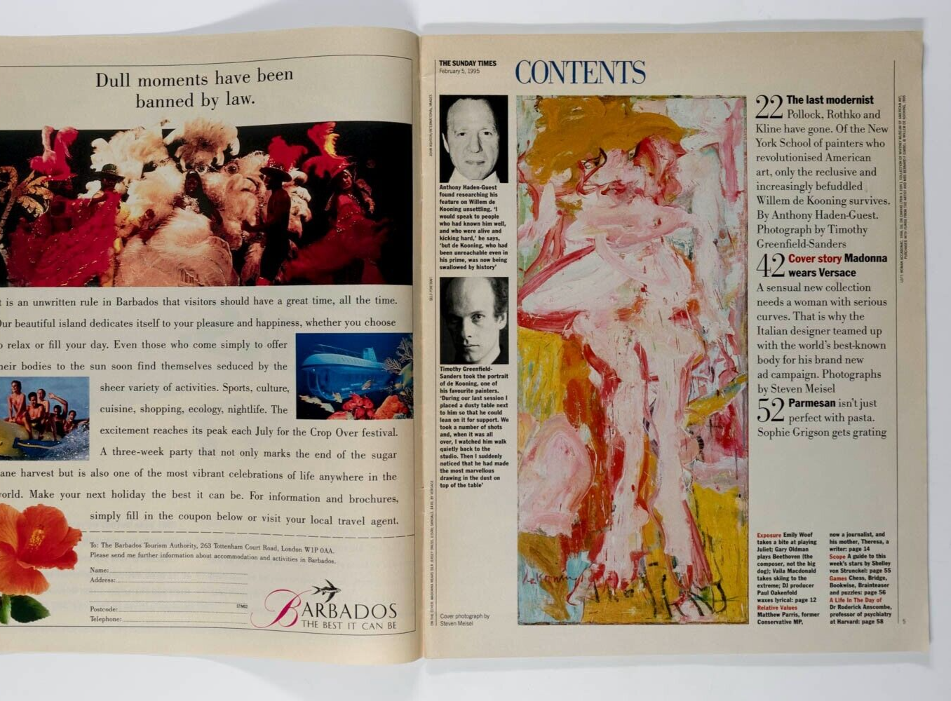 Madonna STEVEN MEISEL Versace Sunday Times magazine 1995 Gary Oldman DE KOONING