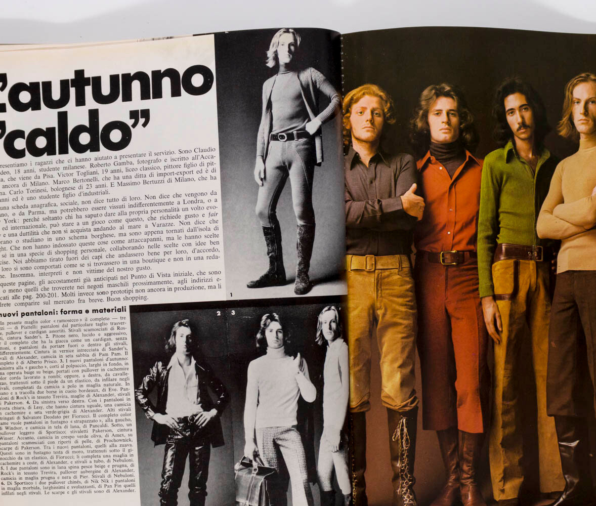 Helmut Berger ANTONY PRICE Marisa L'UOMO VOGUE October 1970 no 8 ANDREA CASCELLA