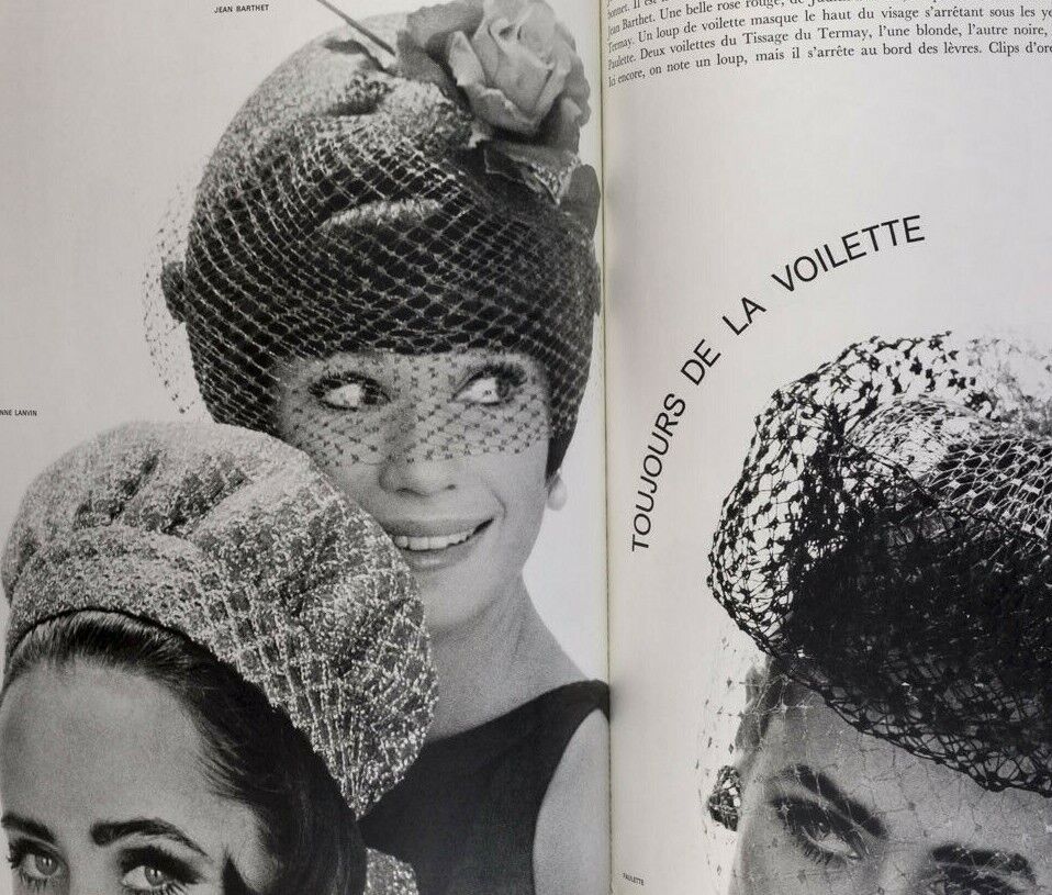 Rene Gruau GRES Roger Vivier DIOR Cardin LANVIN hat L’OFFICIEL 1964 December vtg