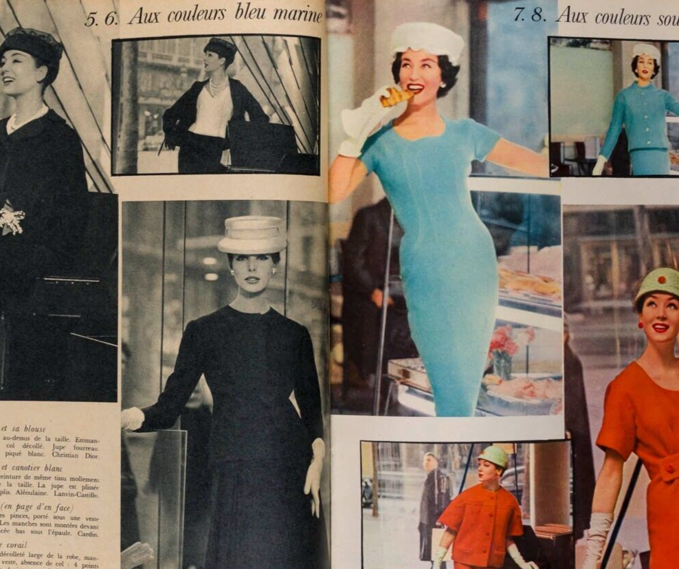 Spring Collections 1956 Dior PATOU Oleg Zinger KAZAN Pierre Simon ELLE MAGAZINE