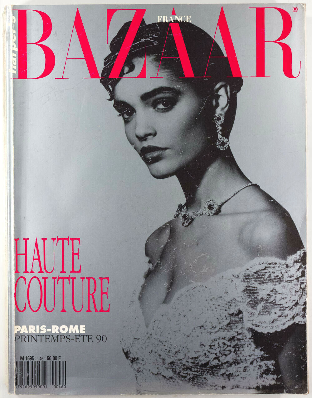 GUY BOURDIN Linda Evangelista YASMEEN GHAURI ~ Harper's Bazaar France March 1990