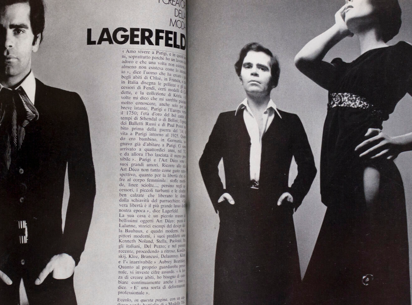 Ossie Clark KARL LAGERFELD Patrick Lichfield MICHEL DUCHAUSSOY ski L'UOMO VOGUE