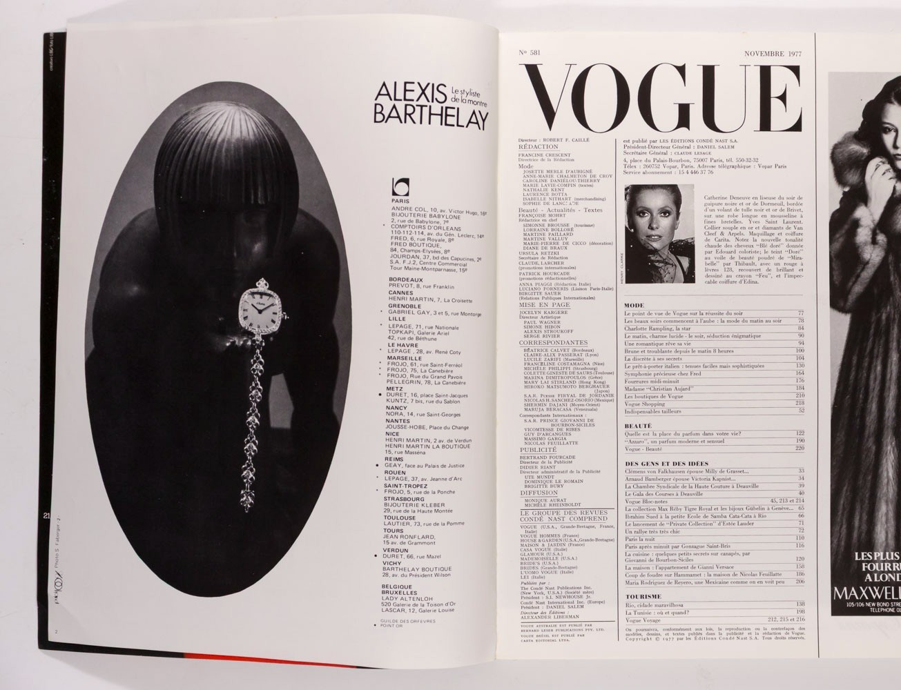 CATHERINE DENEUVE Helmut Newton GUY BOURDIN Rampling PARIS VOGUE November 1977