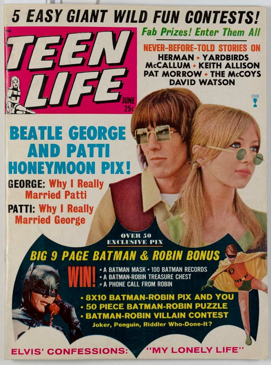 PATTIE BOYD George Harrison THE YARDBIRDS TeenLife magazine BATMAN & ROBIN Elvis