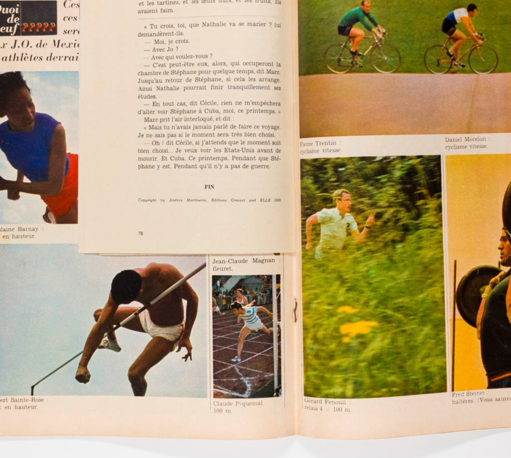 Jane Birkin DAVID BAILEY Mexico Olympics ELLE MAGAZINE August 1968 France TINTIN