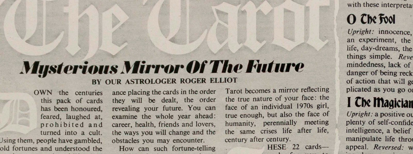 TAROT CARDS Peter Roche SKIWEAR Jon Finch HONEY magazine January 1973 vtg CANADA