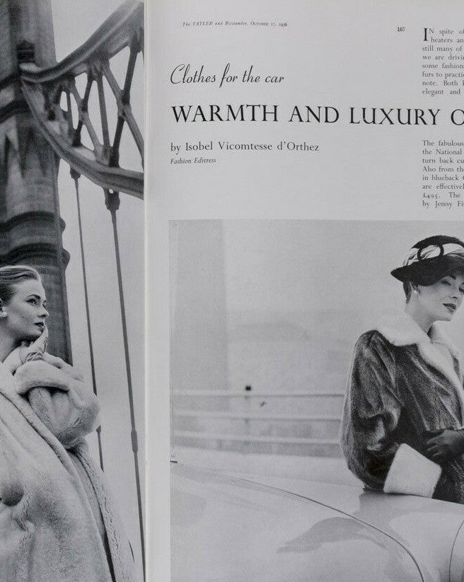 Tage Werner MOTOR SHOW Jaguar car JOHN FRENCH Tatler October 1956 Girls CLOTHES