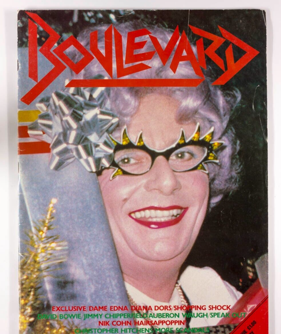 Barry Humphries DAME EDNA EVERAGE Bowie NIK COHN Diana Dors ~ BOULEVARD magazine