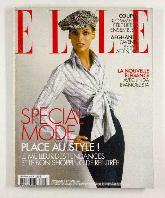 Linda Evangelista KARL LAGERFELD Special Mode FRENCH ELLE magazine Sept 2003 vtg