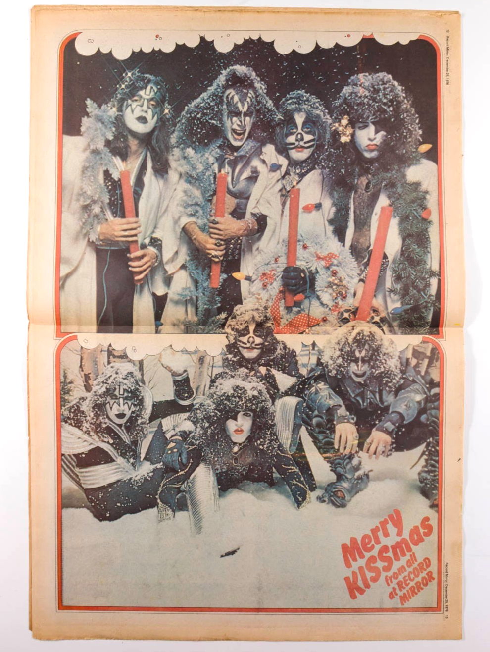 KISS POSTER Merry Christmas from Record Mirror magazine 🇬🇧 UK December 25 1976
