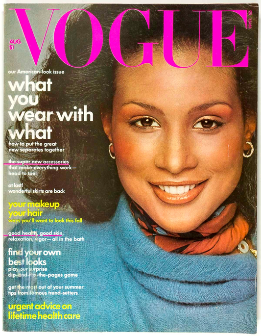 BEVERLY JOHNSON 1st Black model Vogue cover SLY STONE Avedon HALSTON August 1974