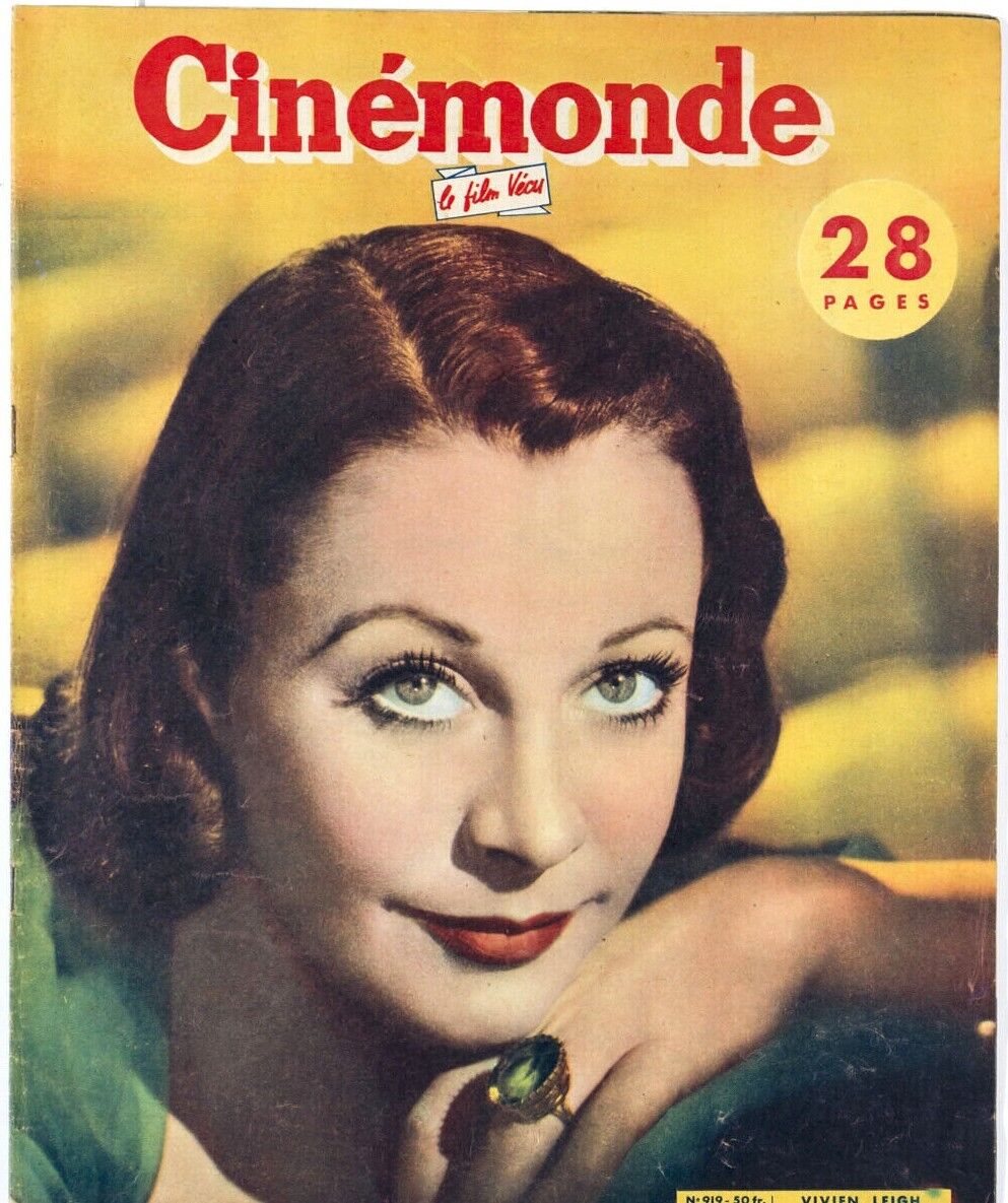 VIVIEN LEIGH Rare CINE MONDE magazine PIER ANGELI Michele Morgan COLETTE vtg HAT