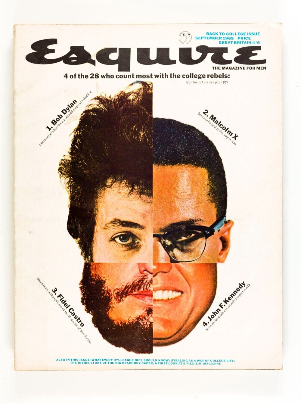 Malcolm X BOB DYLAN Fidel Castro JOHN KENNEDY Updike IVY LEAGUE Esquire magazine