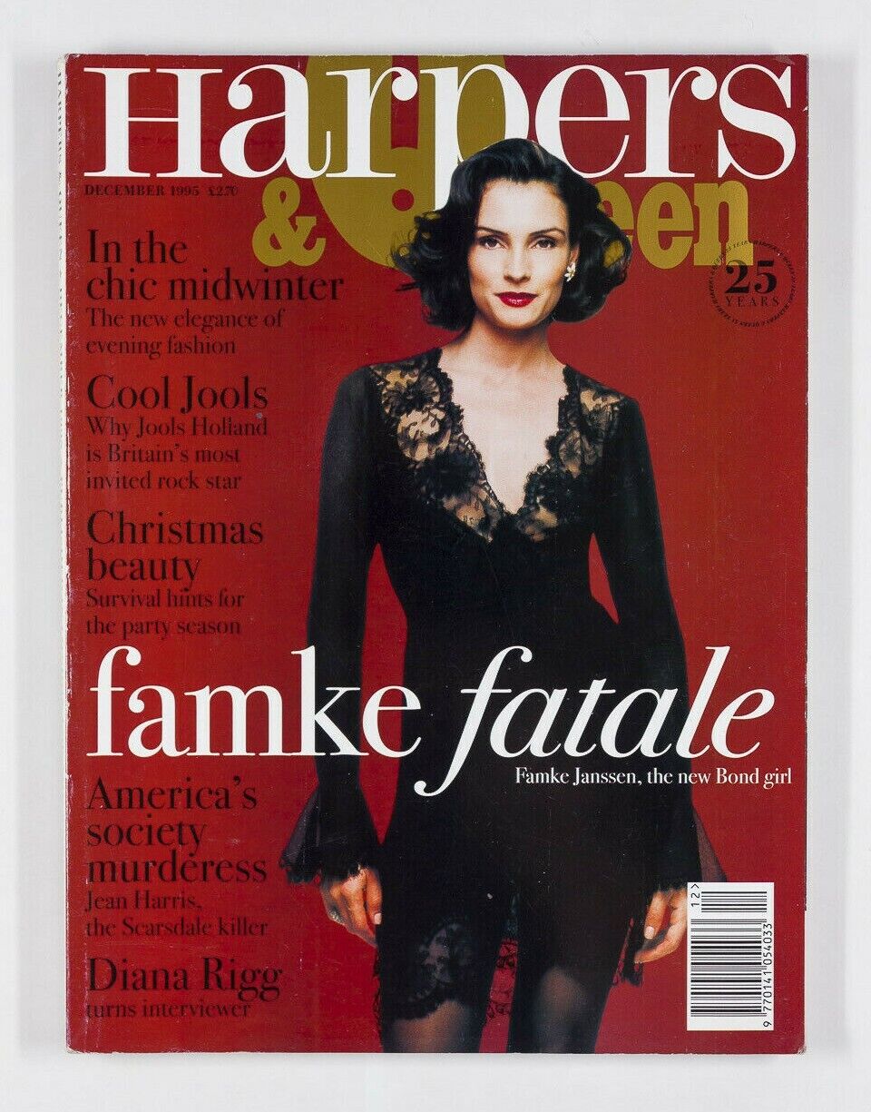 Famke Janssen Bond Girl DIANA RIGG Jools Holland JEAN HARRIS UK Harpers magazine