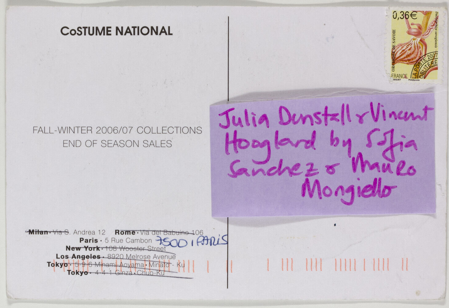 Julia Dunstall VINCENT HOOGLAND Costume National 2006 2007 Fall Winter POSTCARD