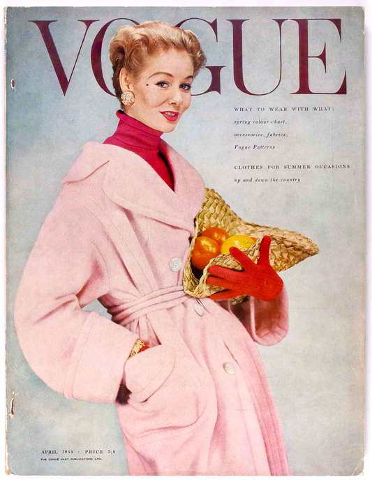 Nina de Voogt HEPWORTH Givenchy BALENCIAGA Rene Gruau BACALL Vogue April 1954 UK