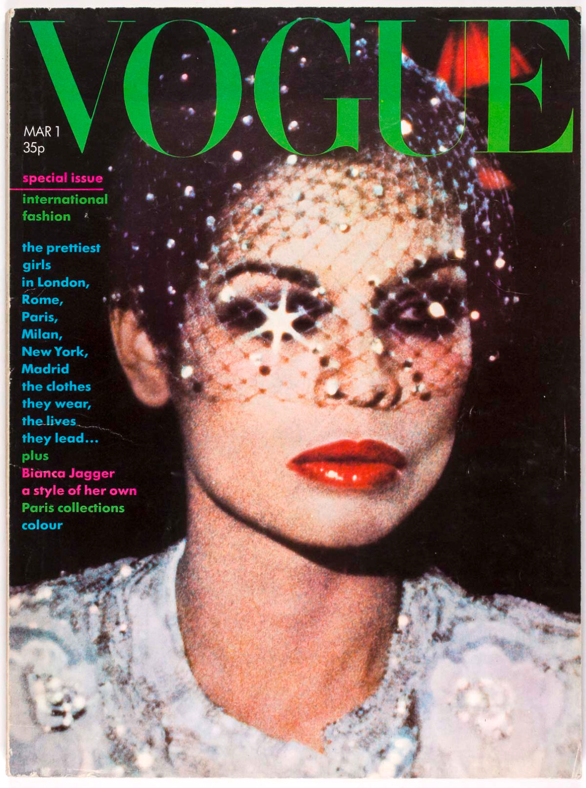 Bianca Jagger HELMUT NEWTON Norman Parkinson VOGUE March 1974 Marie Helvin CHLOE