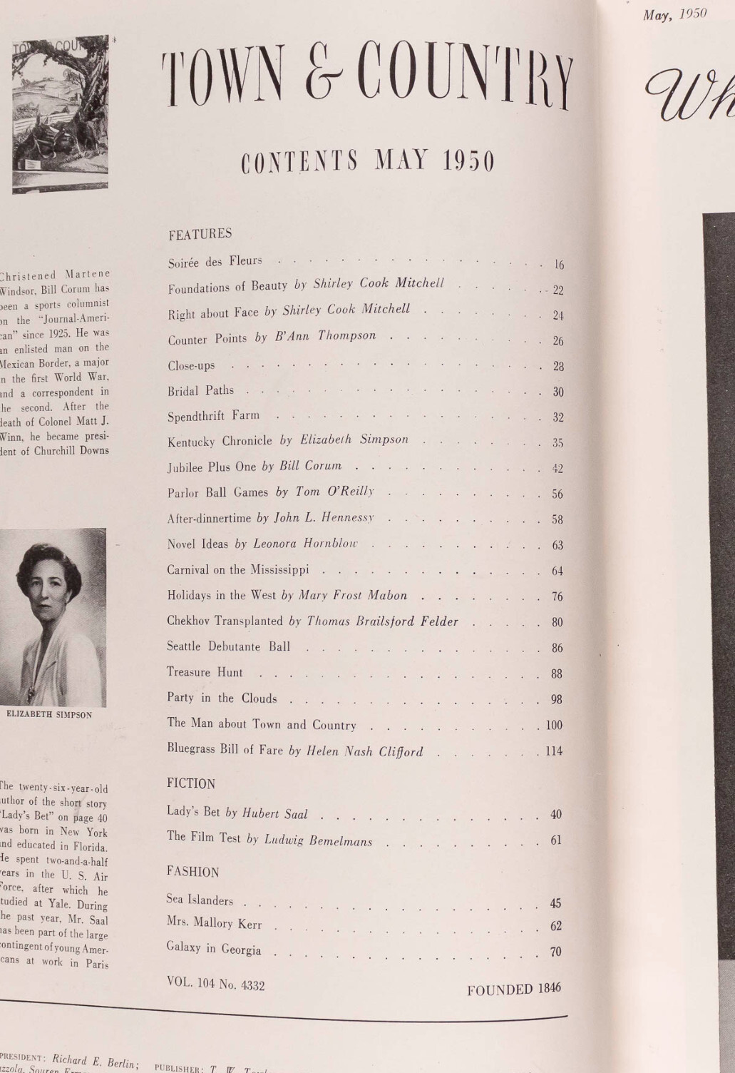 JAMES REYNOLDS Memphis WILD WEST Georgia Town & Country magazine May 1950 Chekov