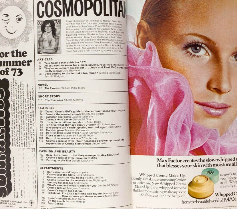 Julie Ege CHARLOTTE RAMPLING Liza Minelli COSMOPOLITAN January 1973 Greta Norris