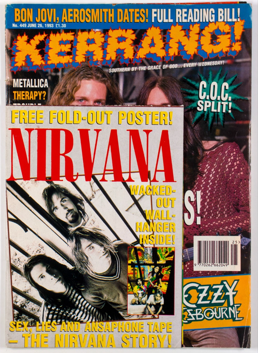 Metallica NIRVANA POSTER Ozzy Osbourne KERRANG magazine 1993 June 449 Bon Jovi