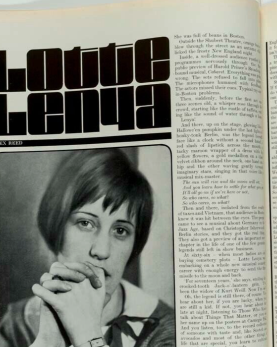 Penelope Tree CELIA Lotte Lenya GENEVIEIVE WAITE  Queen magazine September 1967
