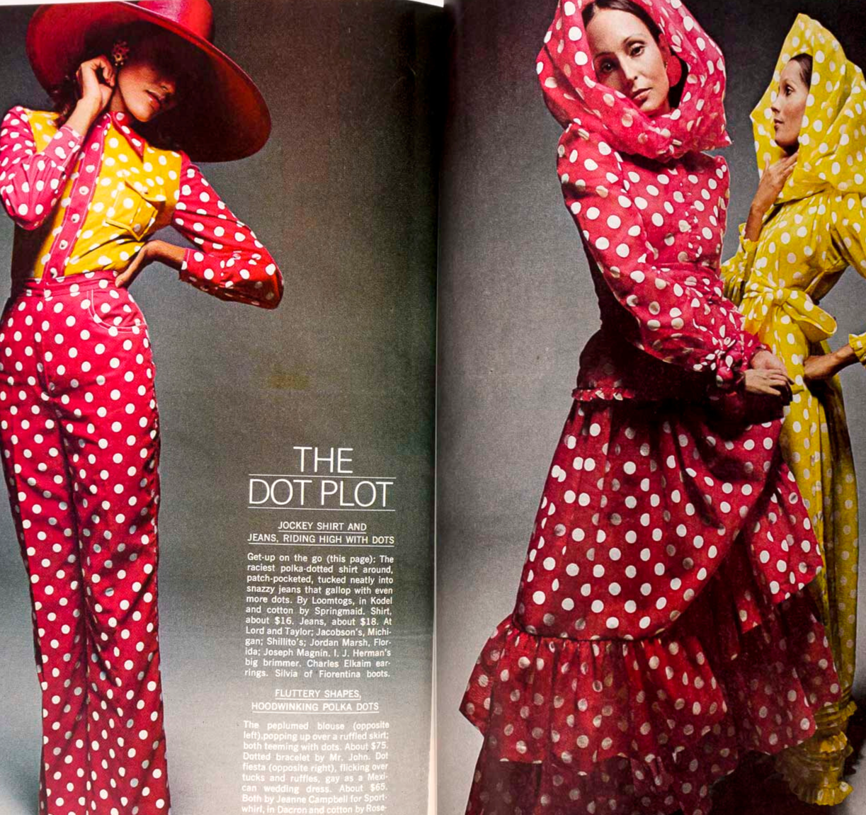BARBARA CARRERA polka dots HIRO Tolstoy HARPER'S BAZAAR January 1971 Oscar Renta