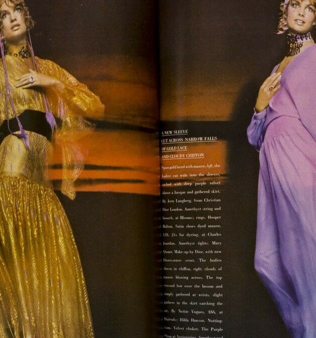 Cecil Beaton THEA PORTER Jean Shrimpton PENELOPE TREE Loewe VOGUE December 1970