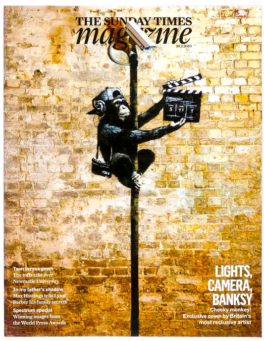 BANKSY exclusive Surveillance Monkey SUNDAY TIMES MAGAZINE February 28 2010 ART