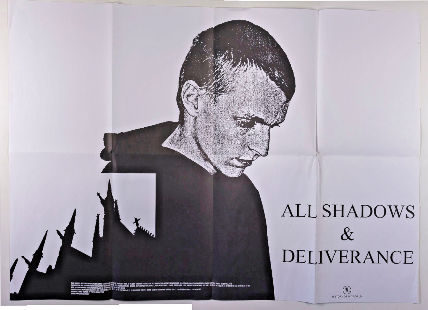 RAF SIMONS Show invite poster ALL SHADOWS & DELIVERANCE Autumn Winter 2005 2006
