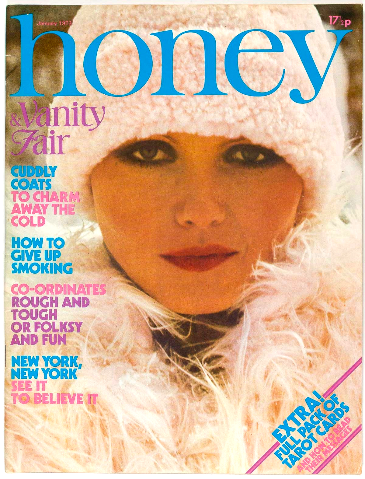 TAROT CARDS Peter Roche SKIWEAR Jon Finch HONEY magazine January 1973 vtg CANADA