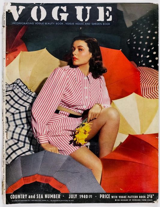 GENE TIERNEY War refugee Carl Erickson LEE MILLER Schiaparelli ~ VOGUE July 1940