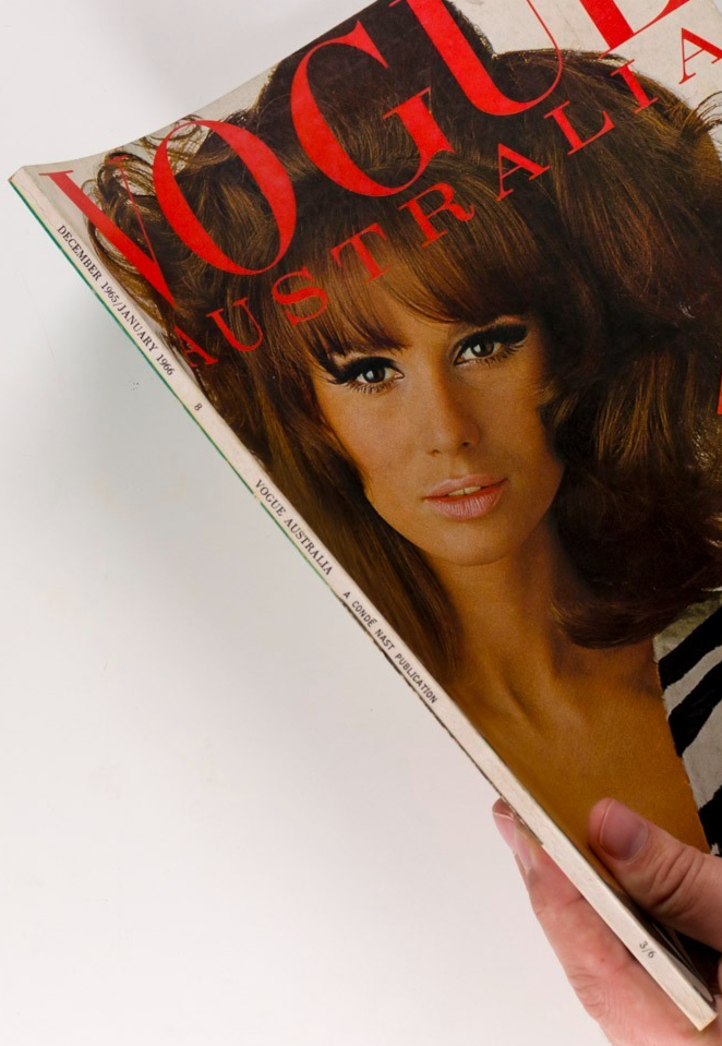 Brigitte Bauer VERUSCHKA Barry Humphries VOGUE AUSTRALIA Dec 1965 Bridget Riley