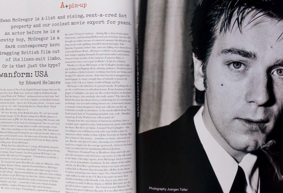 Ewan McGregor ADRIAN NEIL RAYMENT Jodie Kidd ARENA HOMME # 6 1996 Juergen Teller