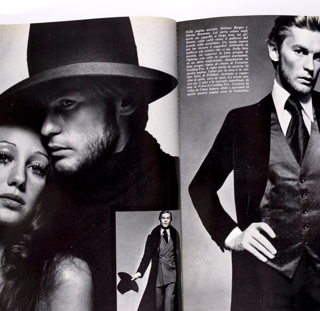 Helmut Berger ANTONY PRICE Marisa L'UOMO VOGUE October 1970 no 8 ANDREA CASCELLA