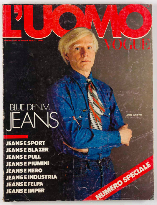 ANDY WARHOL Matt Dillon BRUCE WEBER Blue Denim Jeans ALDO FALLAI L'uomo Vogue 80