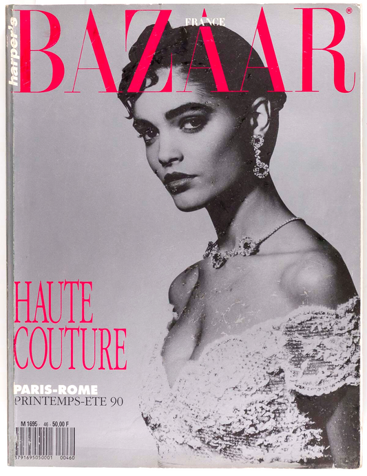 GUY BOURDIN Evangelista YASMEEN GHAURI Harpers Bazaar France Mars 1990 Joe Eula