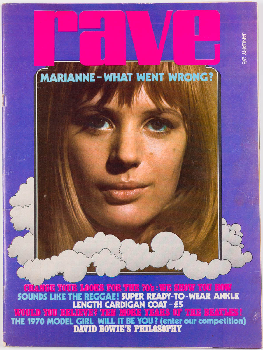 Marianne Faithfull BEATLES Barry Evans DAVID BOWIE Steve McQueen ~ RAVE MAGAZINE