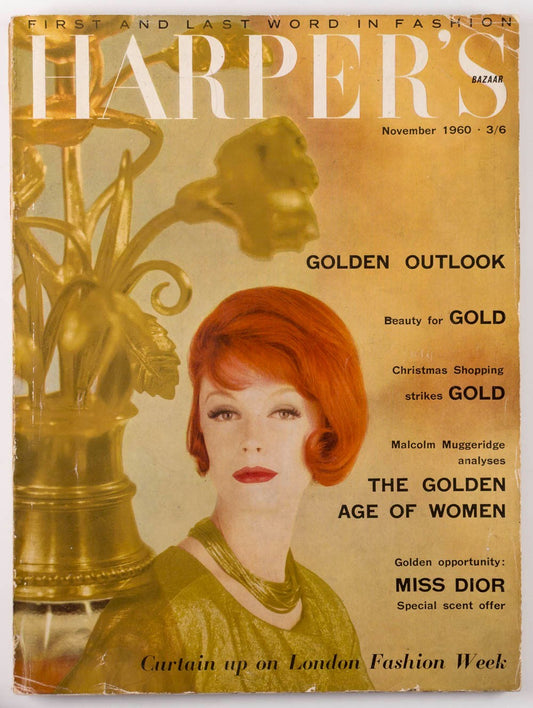 Maggi Eckardt JANE FONDA Gold HARPERS BAZAAR November 1960 Dior HULANICKI Avedon