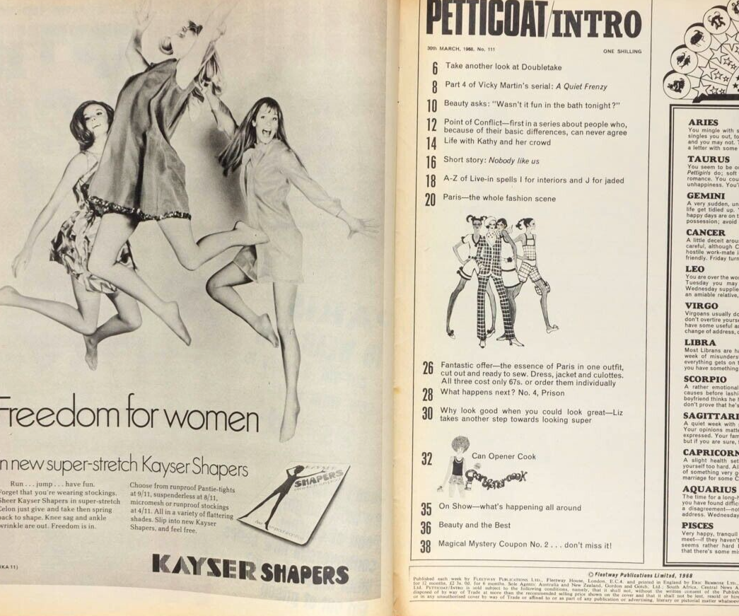 COURREGES May Routh PARIS COLLECTIONS PETTICOAT magazine March 1968 vtg Dior YSL